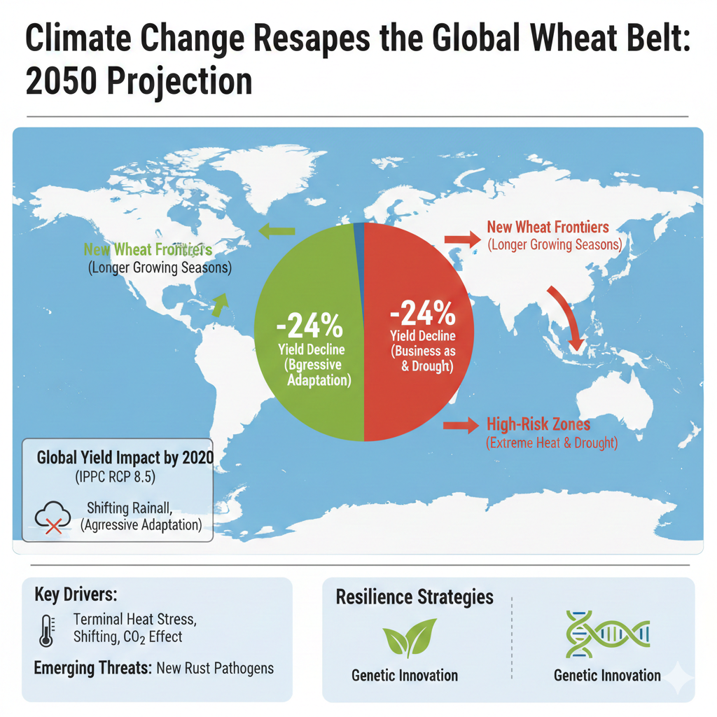 Impact of Climate Change on Global Wheat Production | 2026 Report 2 Global wheat production map affected by climate change